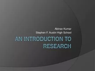 AN Introduction to Research