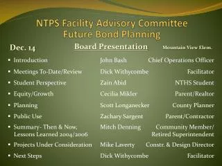 NTPS Facility Advisory Committee