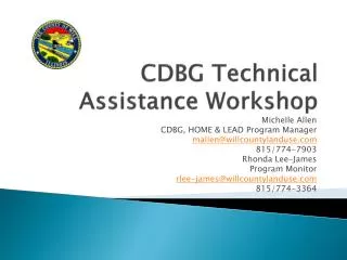 CDBG Technical Assistance Workshop