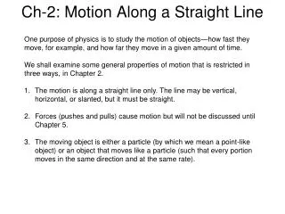 Ch-2: Motion Along a Straight Line