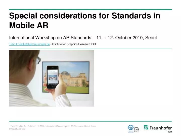 special considerations for standards in mobile ar