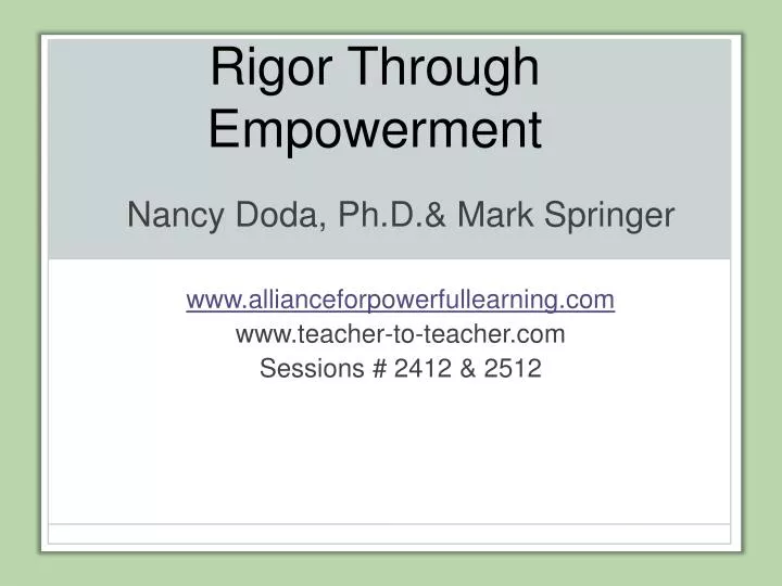 rigor through empowerment