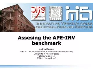 Assesing the APE-INV benchmark