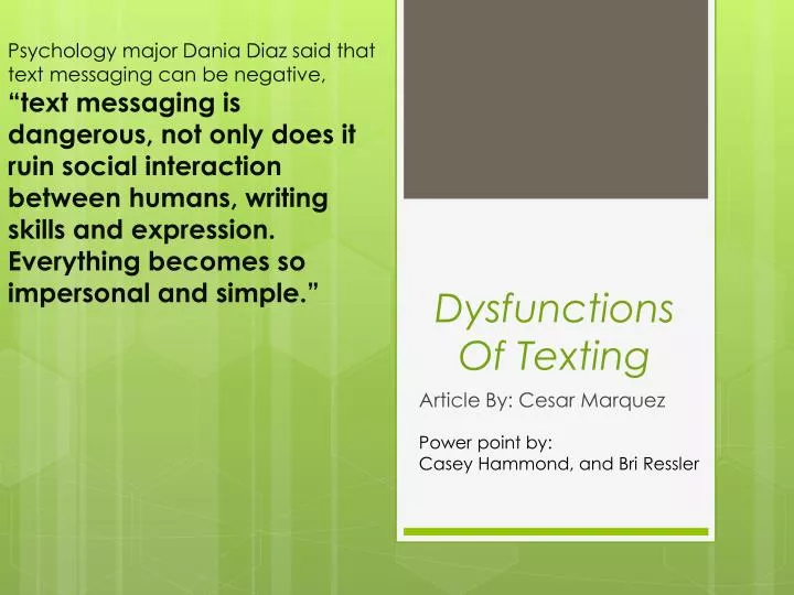 dysfunctions o f t exting