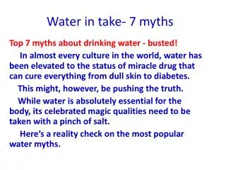 Water in take- 7 myths