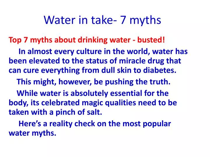 water in take 7 myths