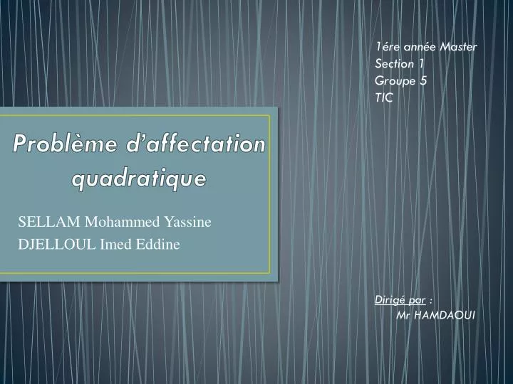 probl me d affectation quadratique