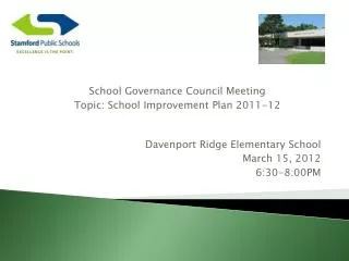 Davenport Ridge Elementary School March 15, 2012 6:30-8:00PM