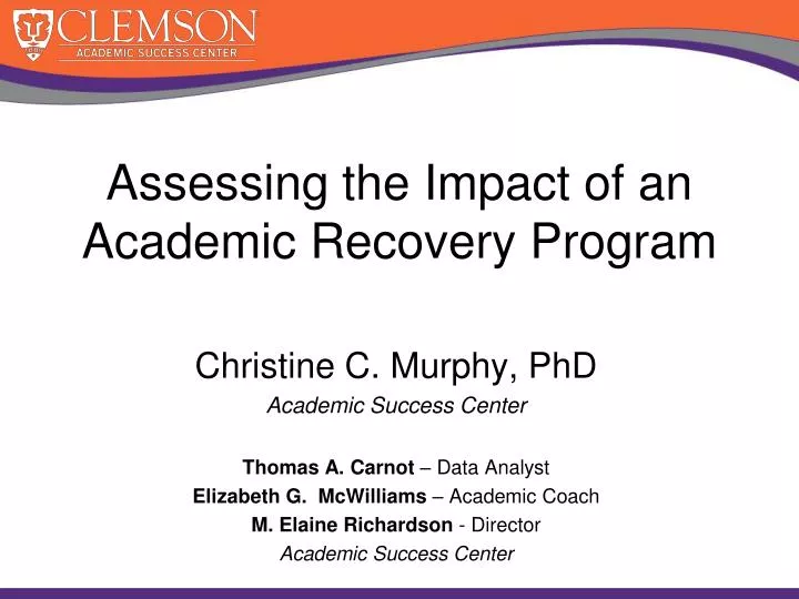 assessing the impact of an academic recovery program