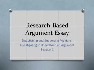 Research-Based Argument Essay