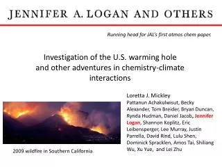 Investigation of the U.S. warming hole and other adventures in chemistry-climate interactions