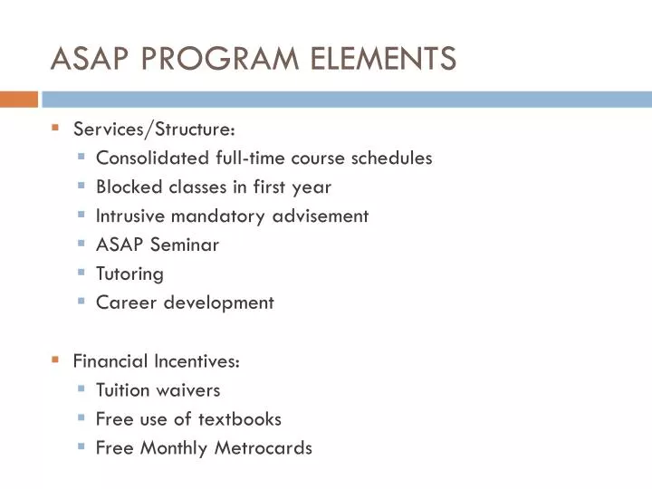 asap program elements