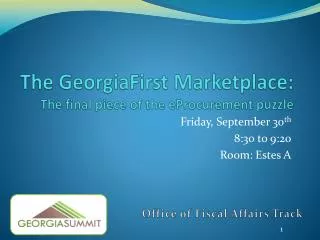 The GeorgiaFirst Marketplace: The final piece of the eProcurement puzzle