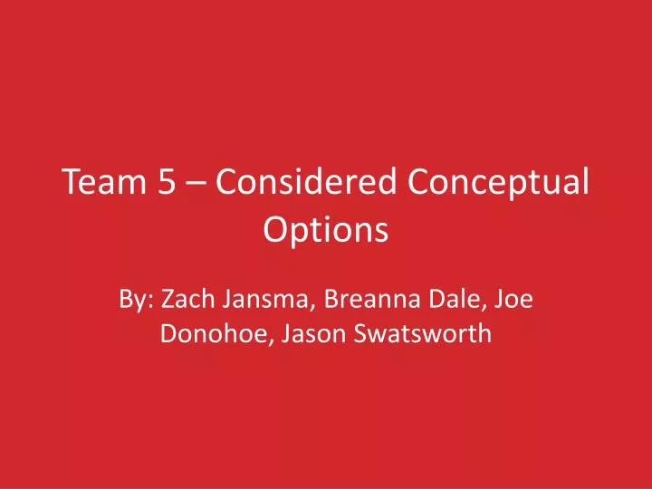 team 5 c onsidered conceptual options