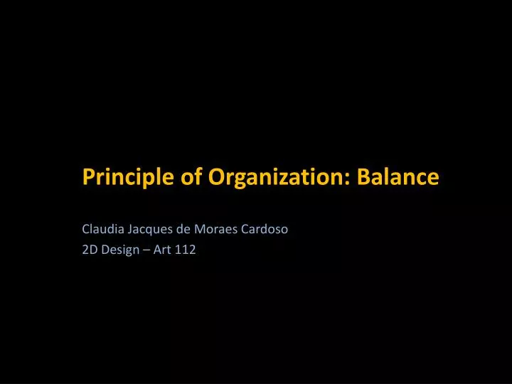 principle of organization balance