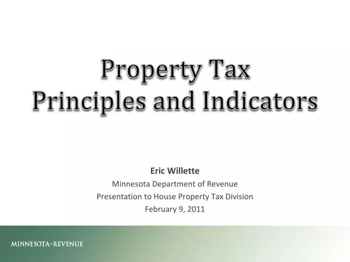 property tax principles and indicators
