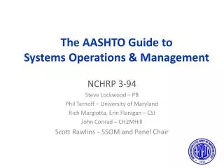 The AASHTO Guide to Systems Operations &amp; Management