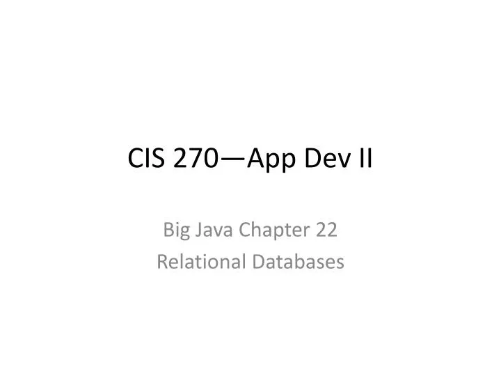 cis 270 app dev ii