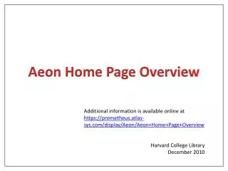 Aeon Home Page Overview