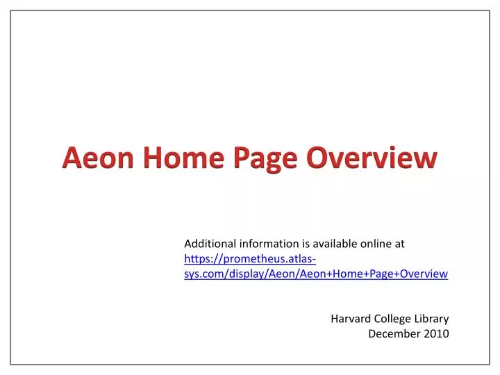 aeon home page overview