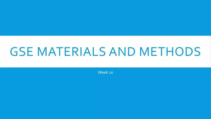 gse materials and methods