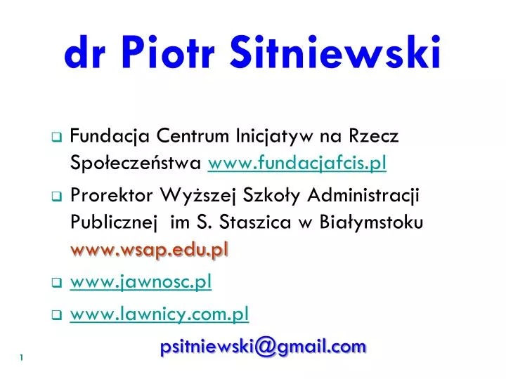 dr piotr sitniewski