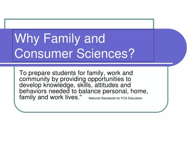 why family and consumer sciences