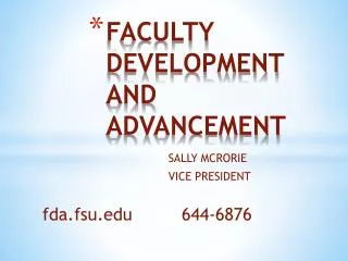 FACULTY DEVELOPMENT AND ADVANCEMENT