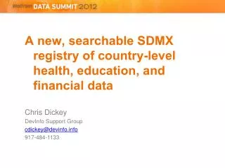 A new, searchable SDMX registry of country-level health, education, and financial data