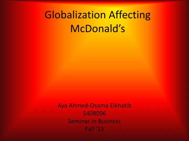 globalization affecting mcdonald s