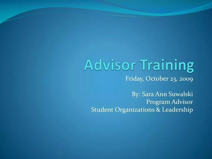 advisor training