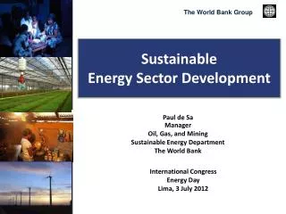 Sustainable Energy Sector Development