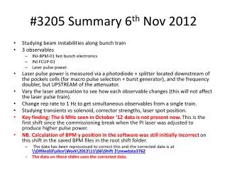 #3205 Summary 6 th Nov 2012