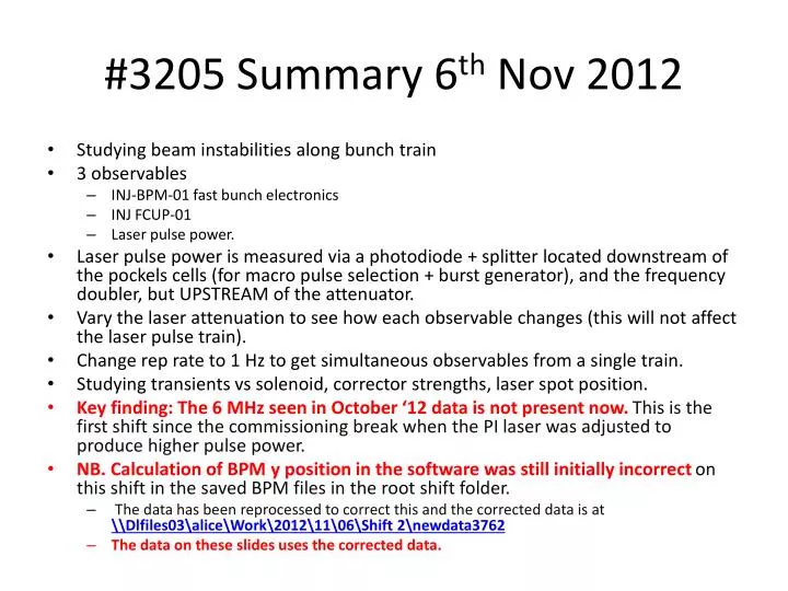 3205 summary 6 th nov 2012