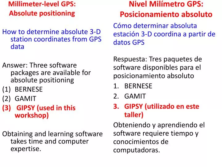 millimeter level gps absolute positioning