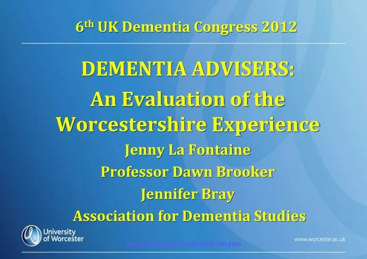 6 th uk dementia congress 2012