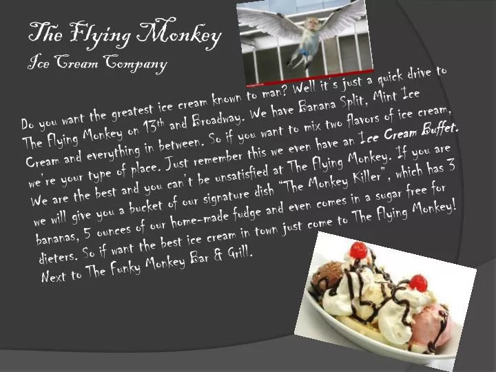 the flying monkey ice cream company