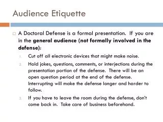 Audience Etiquette