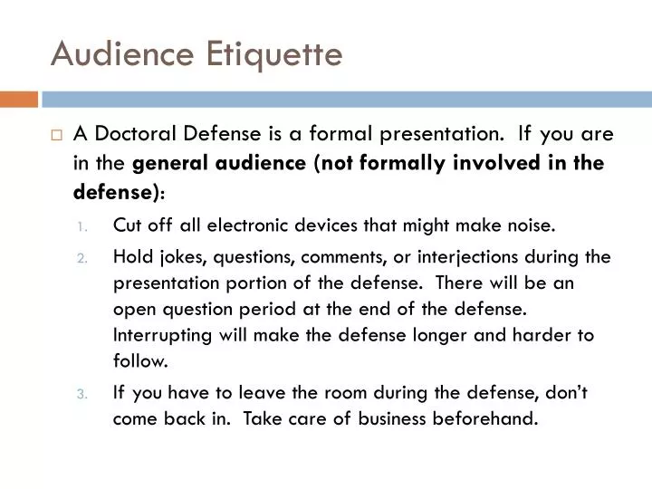 audience etiquette