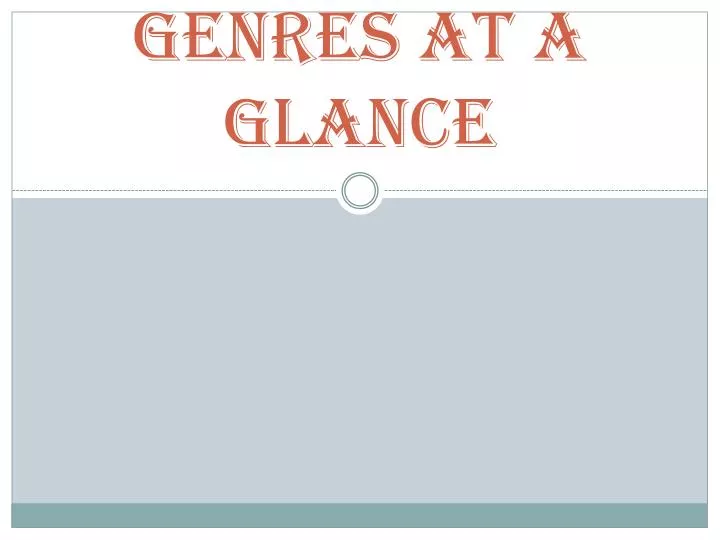 genres at a glance