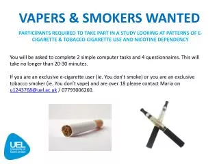 VAPERS &amp; SMOKERS WANTED