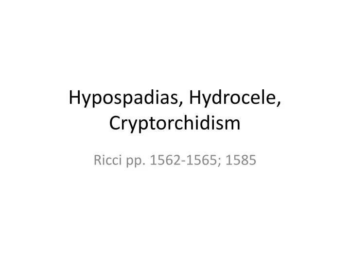 hypospadias hydrocele cryptorchidism