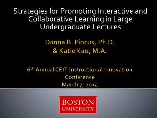 Strategies for Promoting Interactive and Collaborative Learning in Large Undergraduate Lectures