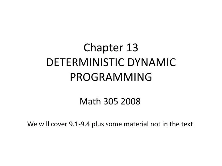 chapter 13 deterministic dynamic programming