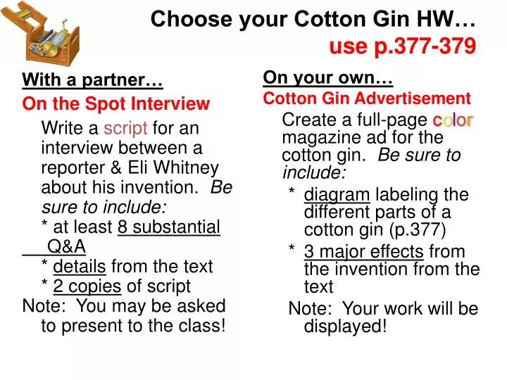 choose your cotton gin hw use p 377 379