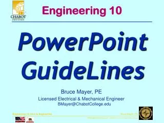 Bruce Mayer, PE Licensed Electrical &amp; Mechanical Engineer BMayer@ChabotCollege