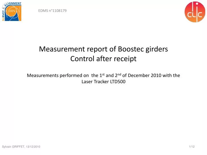 measurement report of boostec girders control after receipt