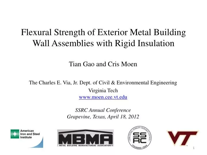 flexural strength of exterior metal building wall assemblies with rigid insulation