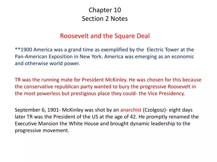 chapter 10 section 2 notes roosevelt and the square deal