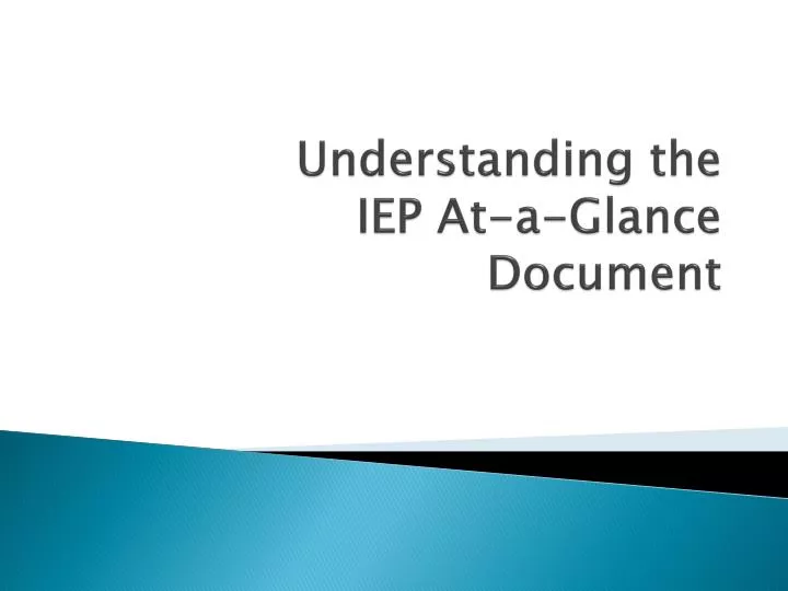 understanding the iep at a glance document